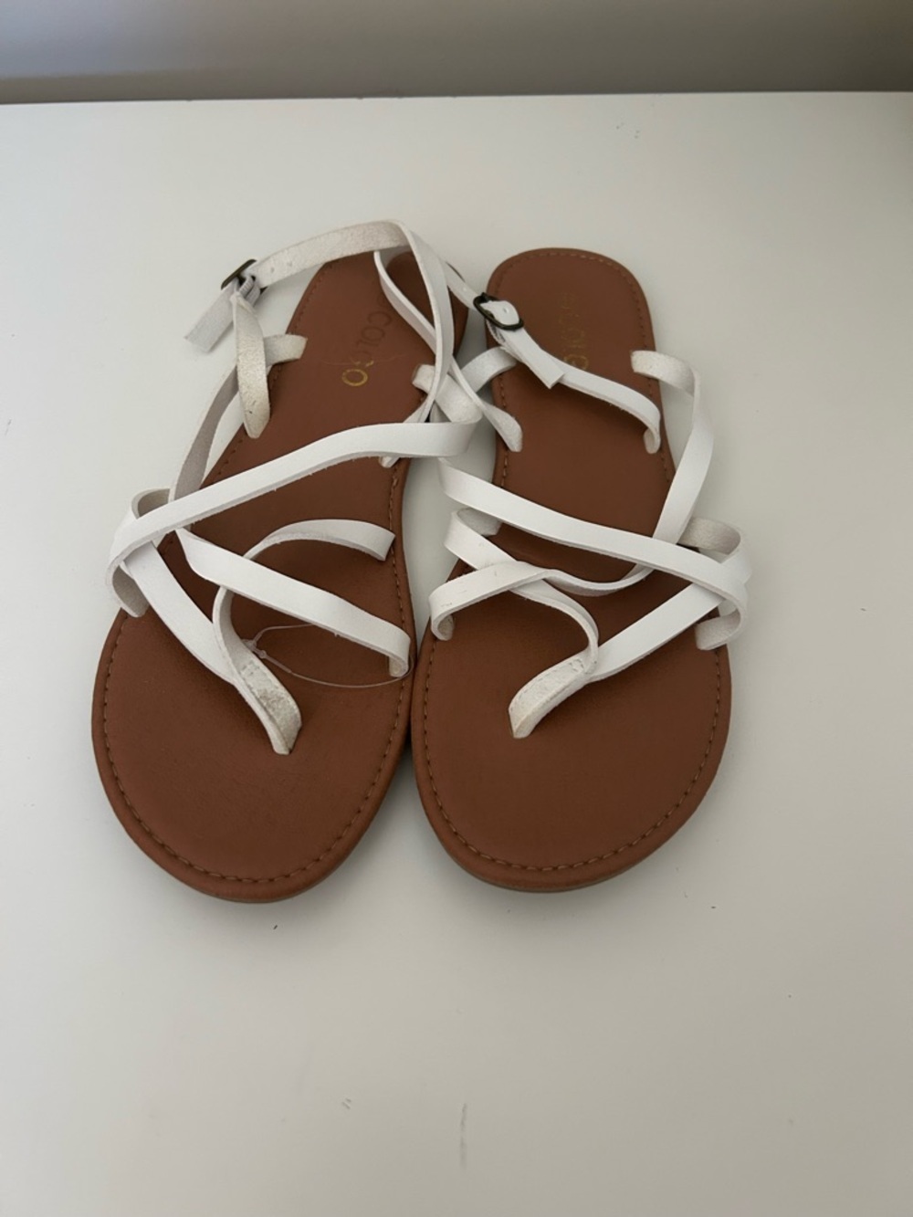 White Strappy Flat Sandals for Women
